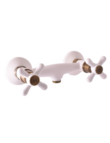 Shower lever mixer MORAVA RETRO WHITE/BRONZE - Barva bílá/stará mosaz,Rozměr 150 mm