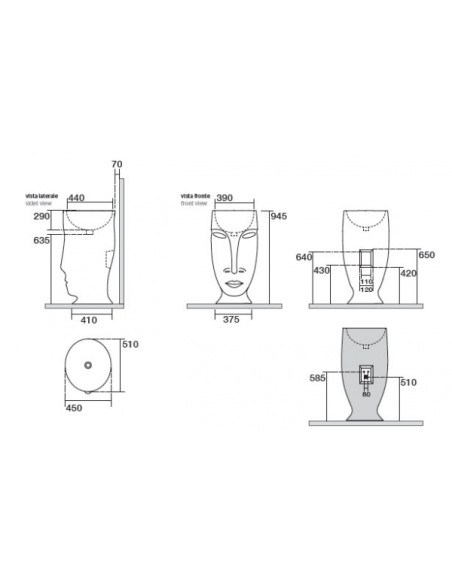 grīdas dizaina izlietne Moloco, balta - 3
