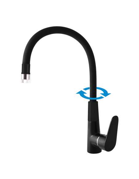 Sink lever mixer with flexible spout BLACK MATT/CHROME AMUR - Barva černá matná/chrom,Rozměr 1/2''