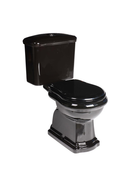 melns Retro wc kompakts, S-trap, hromēta furnitūra - 1