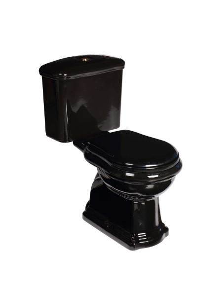 melns Retro wc kompakts, S-trap, bronzēta furnitūra (101204+ 108104+ 750993) - 1