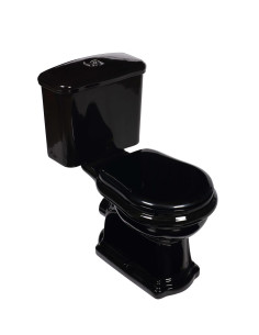 melns Retro wc kompakts, S-trap, hromēta furnitūra - 1