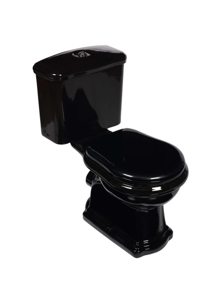 melns Retro wc kompakts, S-trap, hromēta furnitūra - 1