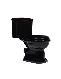 melns Retro wc kompakts, S-trap, hromēta furnitūra - 1 2