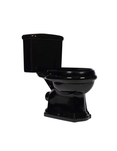 melns Retro wc kompakts, S-trap, hromēta furnitūra - 2