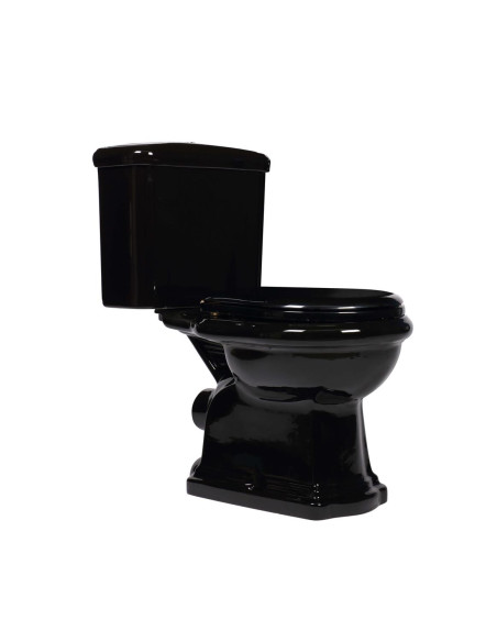 melns Retro wc kompakts, S-trap, hromēta furnitūra - 2