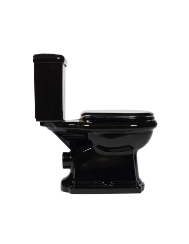 melns Retro wc kompakts, S-trap, hromēta furnitūra - 3