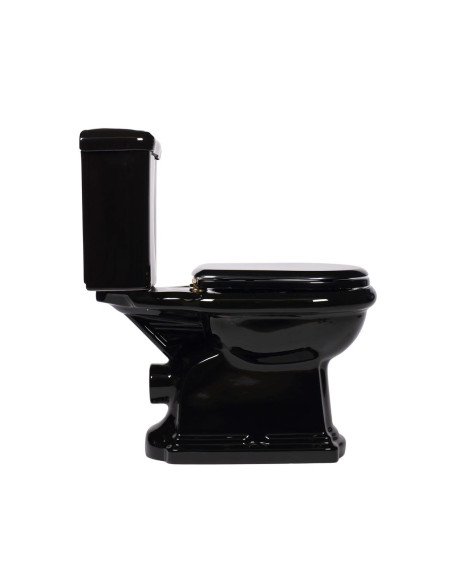 melns Retro wc kompakts, S-trap, hromēta furnitūra - 3