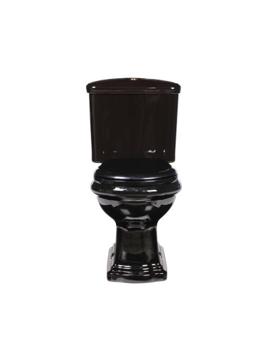 melns Retro wc kompakts, S-trap, hromēta furnitūra - 4