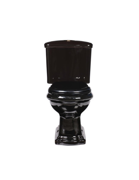 melns Retro wc kompakts, S-trap, hromēta furnitūra - 4