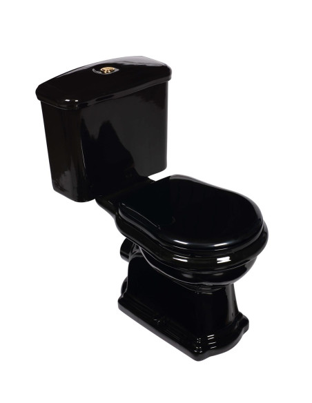melns Retro wc kompakts, S-trap, zelta furnitūra (101304+ 108104+ 750991) - 1