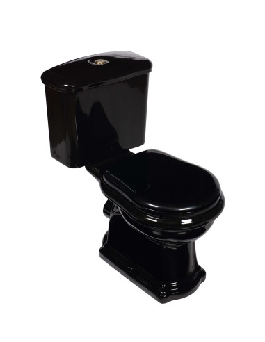 melns Retro wc kompakts, S-trap, bronzēta furnitūra (101304+ 108104+ 750993) - 1