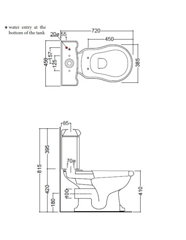 RETRO monobloks, P-izvads, bronzēta skalošanas poga - 3