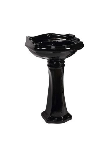 RETRO Viena cauruma izlietne 55, spīdīgi melna - 3