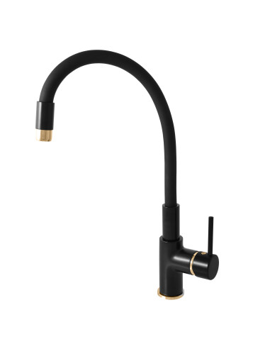SEINA Izlietnes sviras maisītājs ar elastīgu snīpi BLACK MATT/GOLD,RAV Slezák