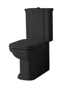 wc Waldorf matēts melns, hromēta skalošanas poga, universāls izvads - 1