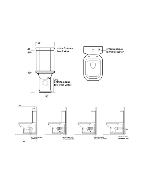 wc Waldorf matēts melns, hromēta skalošanas poga, universāls izvads - 4