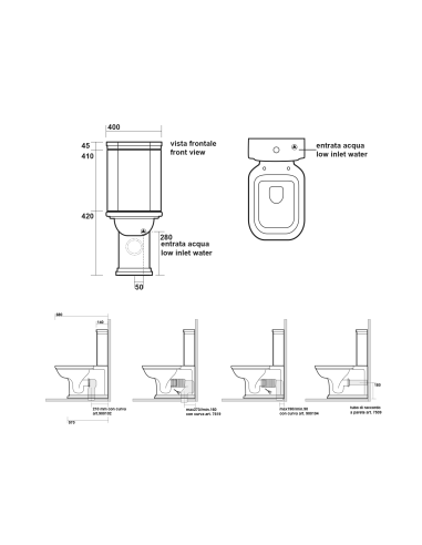 wc Waldorf, bronzas skalošanas poga, universāls izvads - 3