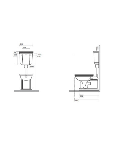 wc Waldorf + zema līmeņa tvertne, bronzētas veidgabali, universāls izvads - 4