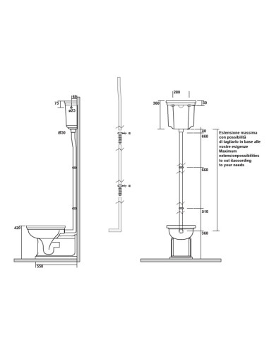 wc Waldorf +augsta līmeņa tvertne, bronzēta armatūra, universāls izvads - 4