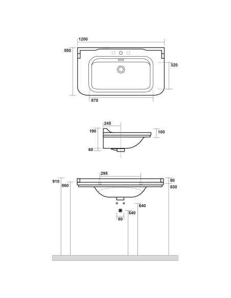 WALDORF Keramikas izlietne 120x55cm, balta - 6