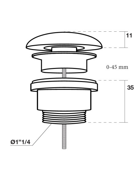Noslēdzams universāls apakšējais vārsts Kerasan 5/4´´ ar keramikas aizbāzni, melns matēts - 2 Noslēdzams universāls apakšējais vārsts Kerasan 5/4´´ ar keramikas aizbāzni, melns matēts - 2