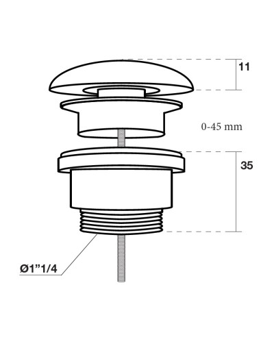 Noslēdzams universāls apakšējais vārsts Kerasan 5/4´´ ar keramikas aizbāzni, balts Tech (antibakteriāla virsma) - 2