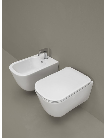 bezmalu pie sienas piekarināmā tualete Tribeca, balta - 5