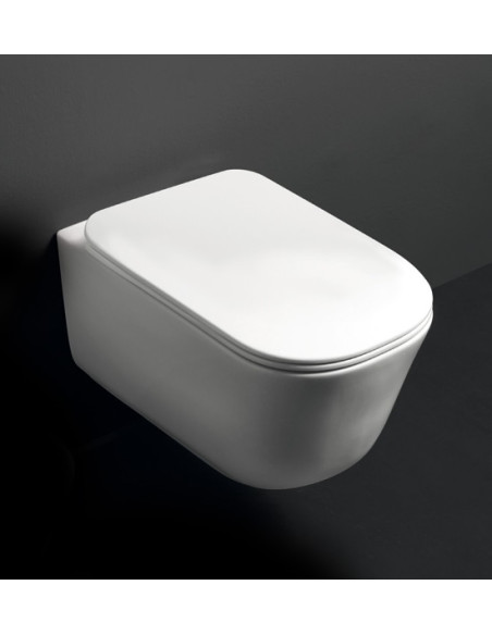 bezmalu pie sienas piekarināmā tualete Tribeca, balta - 6