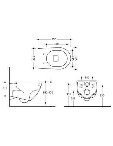 AQUATECH pie sienas piekarināmais pods, bez malām, 36,5x55 cm - 6
