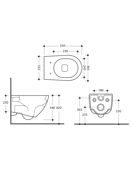 AQUATECH pie sienas piekarināmais pods, bez malām, 36,5x55 cm - 6