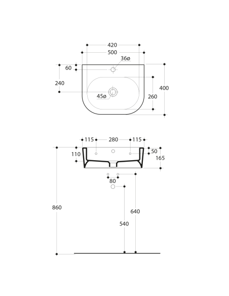 FLO keramikas izlietne 50x40cm - 4 FLO keramikas izlietne 50x40cm - 4