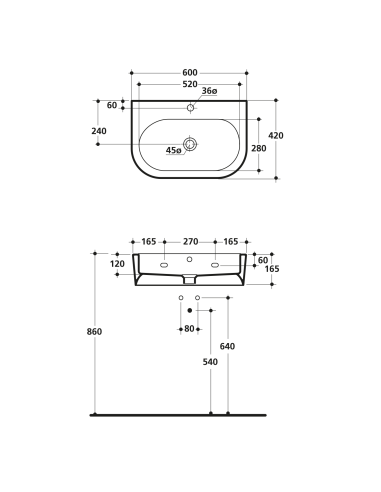FLO keramikas izlietne 60x42cm - 4