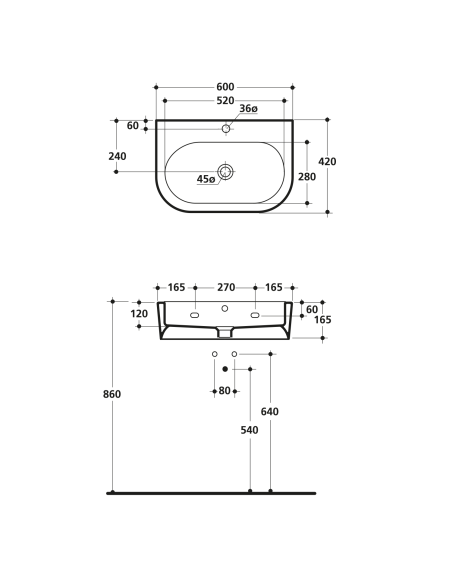 FLO keramikas izlietne 60x42cm - 4 FLO keramikas izlietne 60x42cm - 4