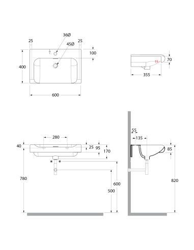 INKA keramikas izlietne 60x40cm, melna matēta - 2