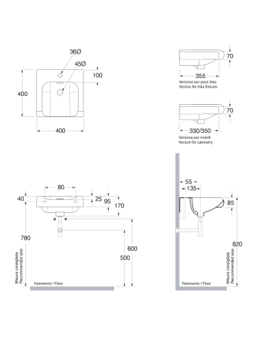 INKA keramikas izlietne 40x40cm, balta - 6