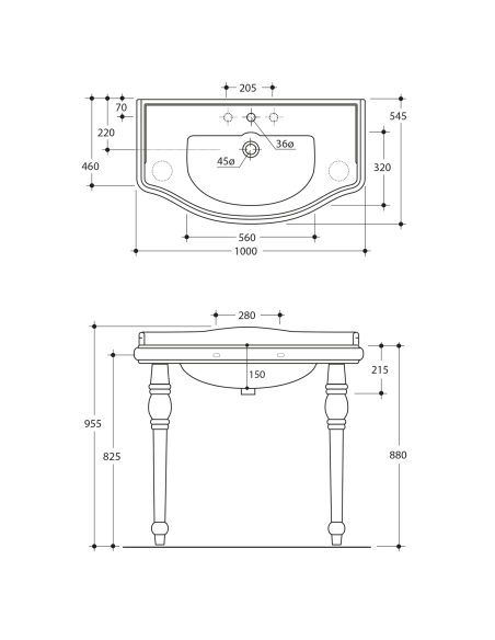 RETRO Keramikas izlietne 100x54cm, 3 atveres, balta - 3