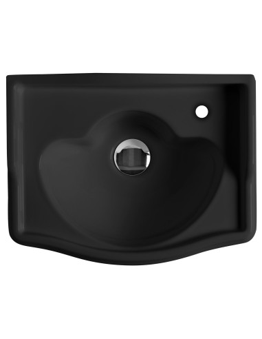 RETRO keramikas izlietne 41x30cm (krāna caurums uz RHS, bez pārplūdes atveres), melns matēts - 2