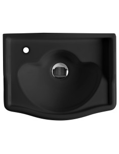 RETRO Keramikas izlietne 41x30cm (krāna caurums uz LHS, bez pārplūdes atveres), melns matēts - 1 2