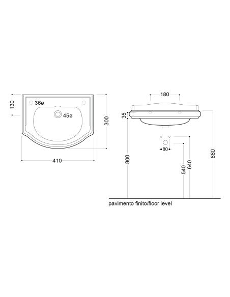 RETRO Keramikas izlietne 41x30cm (krāna caurums uz LHS, bez pārplūdes atveres), melns matēts - 3 RETRO Keramikas izlietne 41x30cm (krāna caurums uz LHS, bez pārplūdes atveres), melns matēts - 3