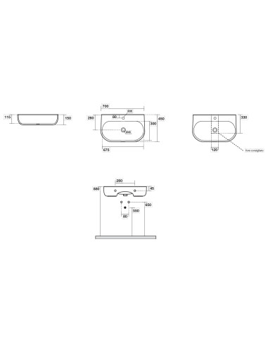 izlietne Nolita 70x45x15 cm, melns matēts - 2