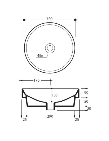 Uz galda virsmas liekamā apaļa izlietne 35x14 cm, lazdu riekstu matēts - 3 Uz galda virsmas liekamā apaļa izlietne 35x14 cm, lazdu riekstu matēts - 3