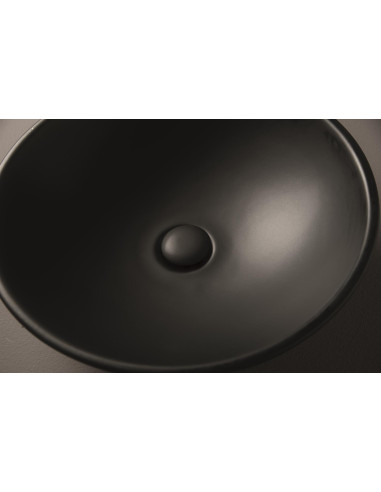 Uz galda virsmas liekamā apaļa izlietne C2 46x15 cm, melns matēts - 3