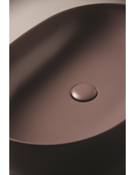 Uz galda virsmas liekamā apaļa izlietne Nolita 40x15 cm, bordo krāsas matēts - 3