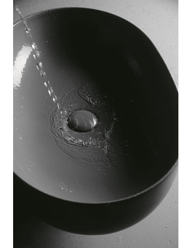 Uz galda virsmas liekamā apaļa izlietne Nolita 40x15 cm, melns matēts - 3