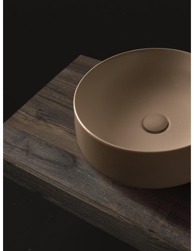 Uz galda virsmas liekamā apaļa izlietne Nolita 40x15 cm, brūns matēts - 3