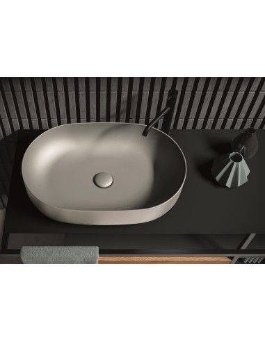 Uz galda virsmas liekamā apaļa izlietne Nolita 60x40x15 cm, dzelzs matēts - 4