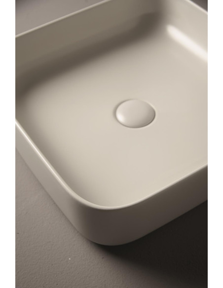 Uz galda virsmas liekamā apaļa izlietne ON 43x43x12 cm, pelēks matēts - 3