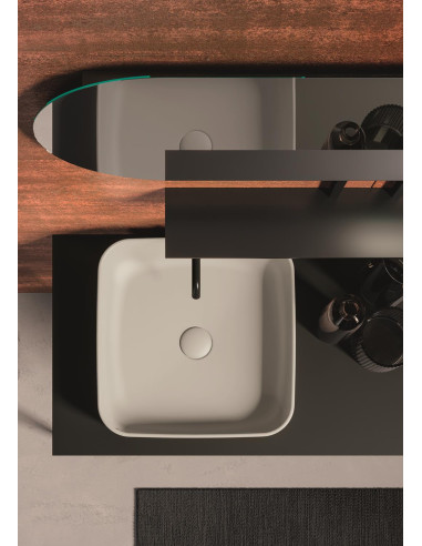 Uz galda virsmas liekamā apaļa izlietne ON 43x43x12 cm, pelēks matēts - 4