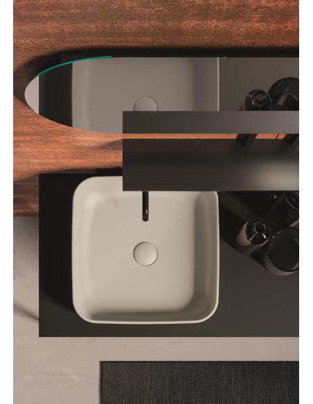 Uz galda virsmas liekamā apaļa izlietne ON 43x43x12 cm, pelēks matēts - 4